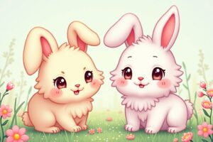Lapins kawaii adorables et mignons