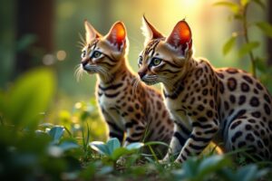 Chats bengals tachetés, une beauté sauvage.